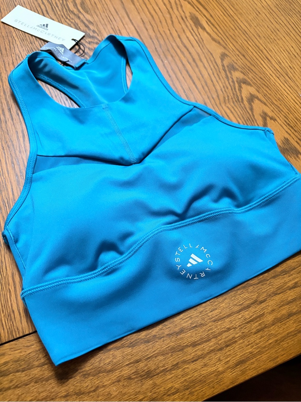 adidas Bright Blue Racerback Sports Bra with Logo